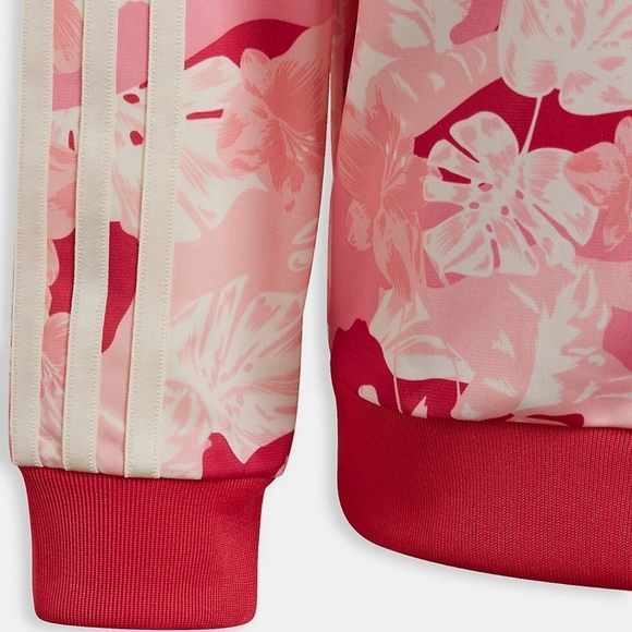 Adidas x Farm Rio Youth Girls L Red  Pink Floral Stripe Trefoil Zip Track Jacket - Picture 4 of 14